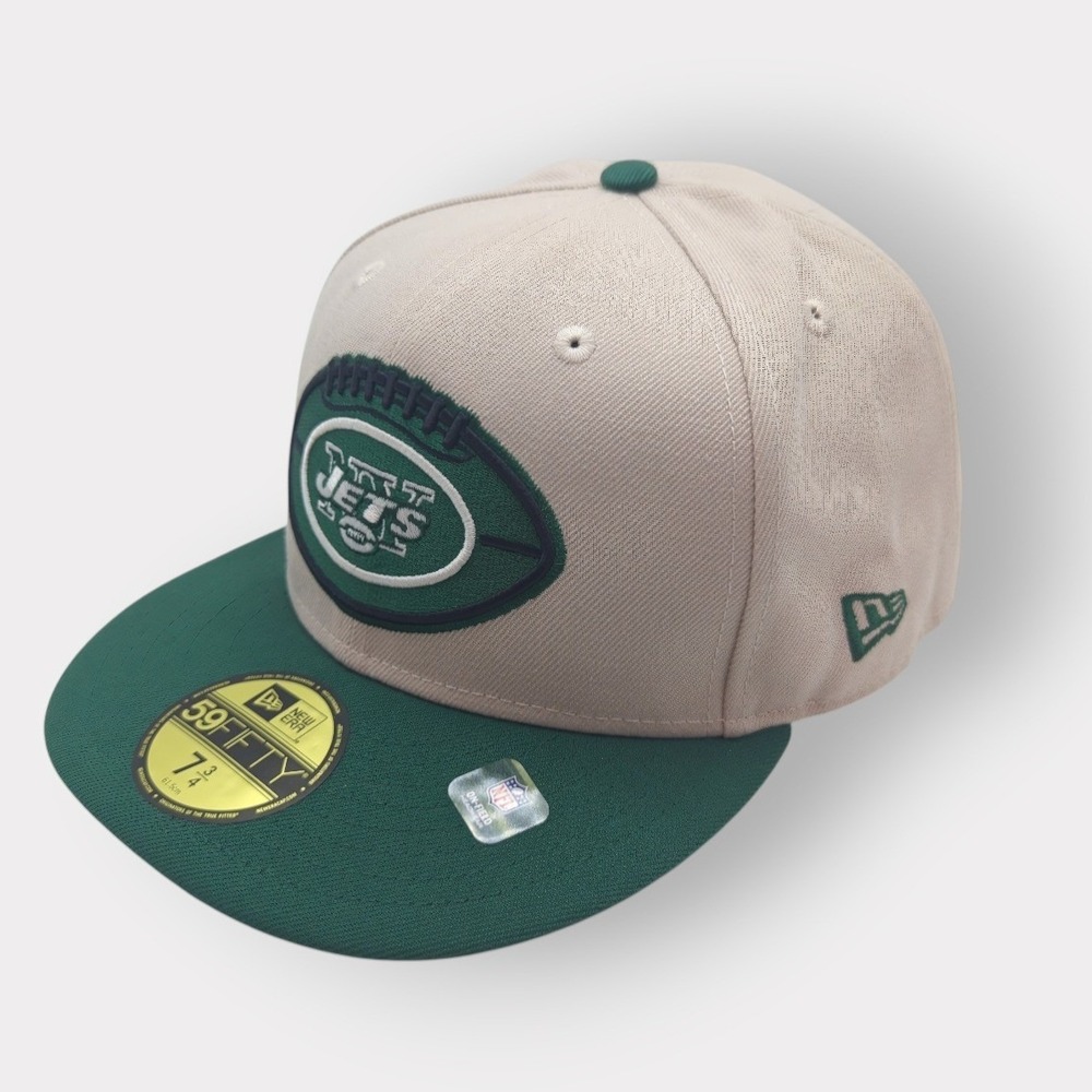 New Era 59FIFTY New York Jets NFL Sideline Historic Fitted Hat 7 3/4 Tan Green